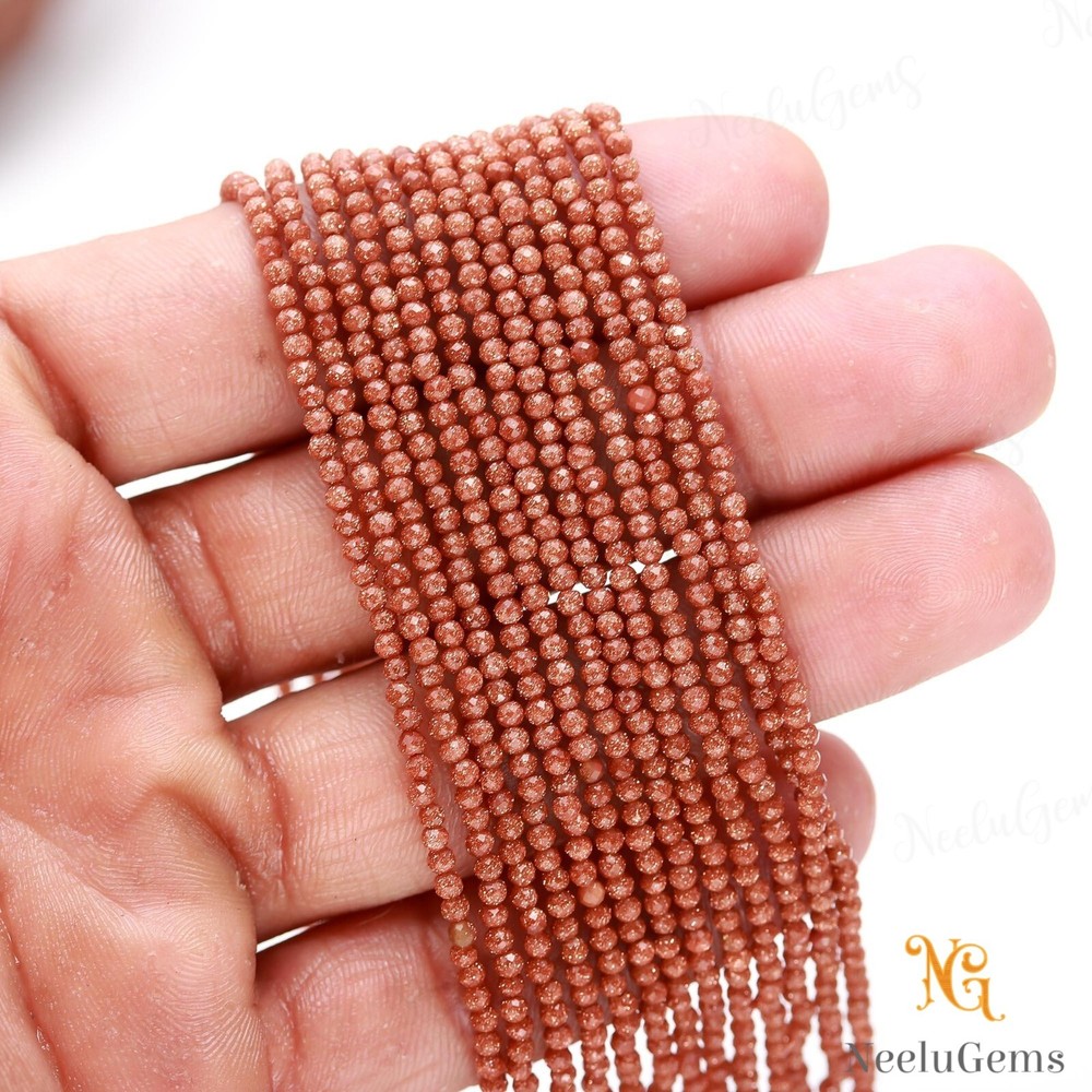 AAA+ Natural 2-2.5mm Goldstone Faceted Rondelle Gemstone Beads Strand-image