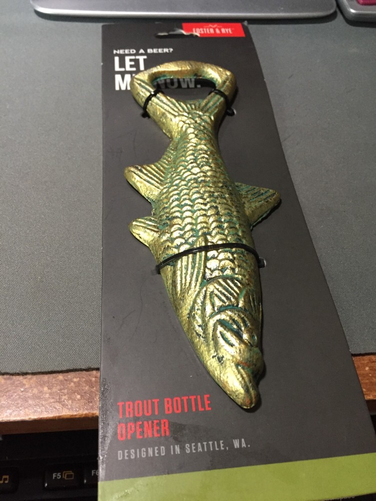 FOSTER & RYE CAST IRON TROUT BOTTLE OPENER BRAND NEW