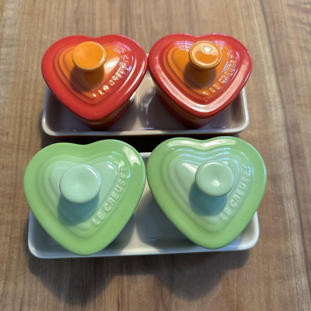 Le Creuset 4-Piece Cocotte Set in Green and Orange