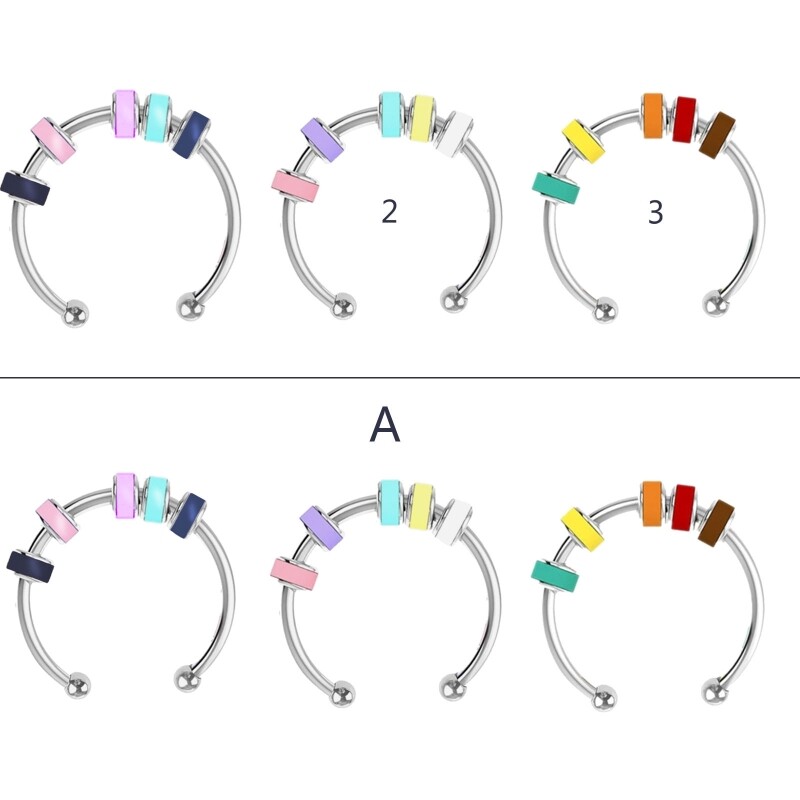 3Pieces Anxiety Bead Rings Colorful Stackable Fidget Rings Adjustable Jewelry