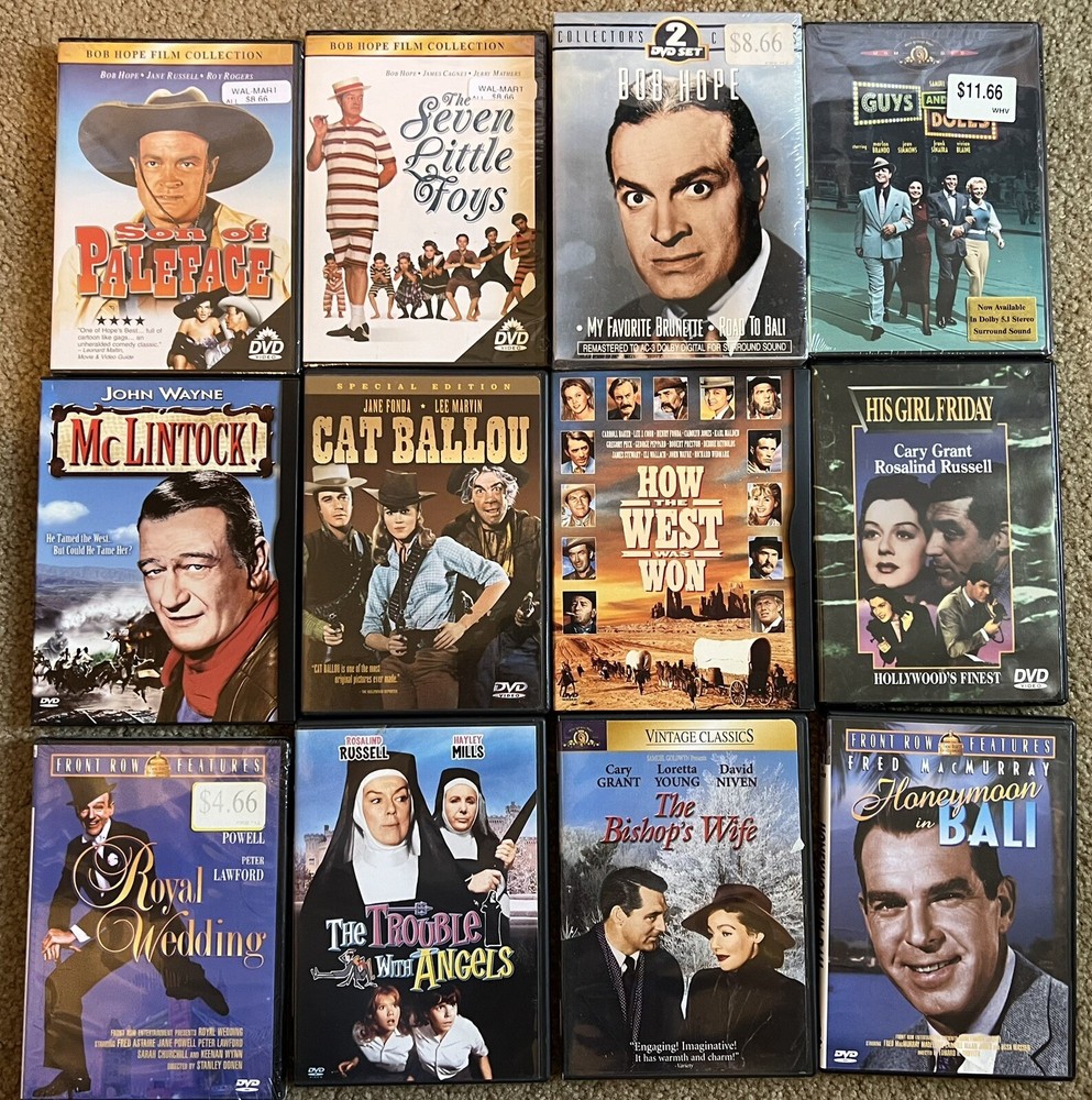 Old Classic Movies DVD Lot Of 22 Bob Hope Grant Wayne Abbott Costello Brando-image