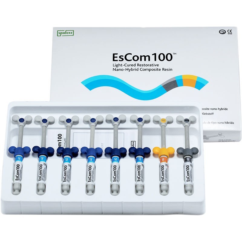 EsCom100 Spident Light-Cured Restorative NanoHybrid Dental Composite  Kit A 1