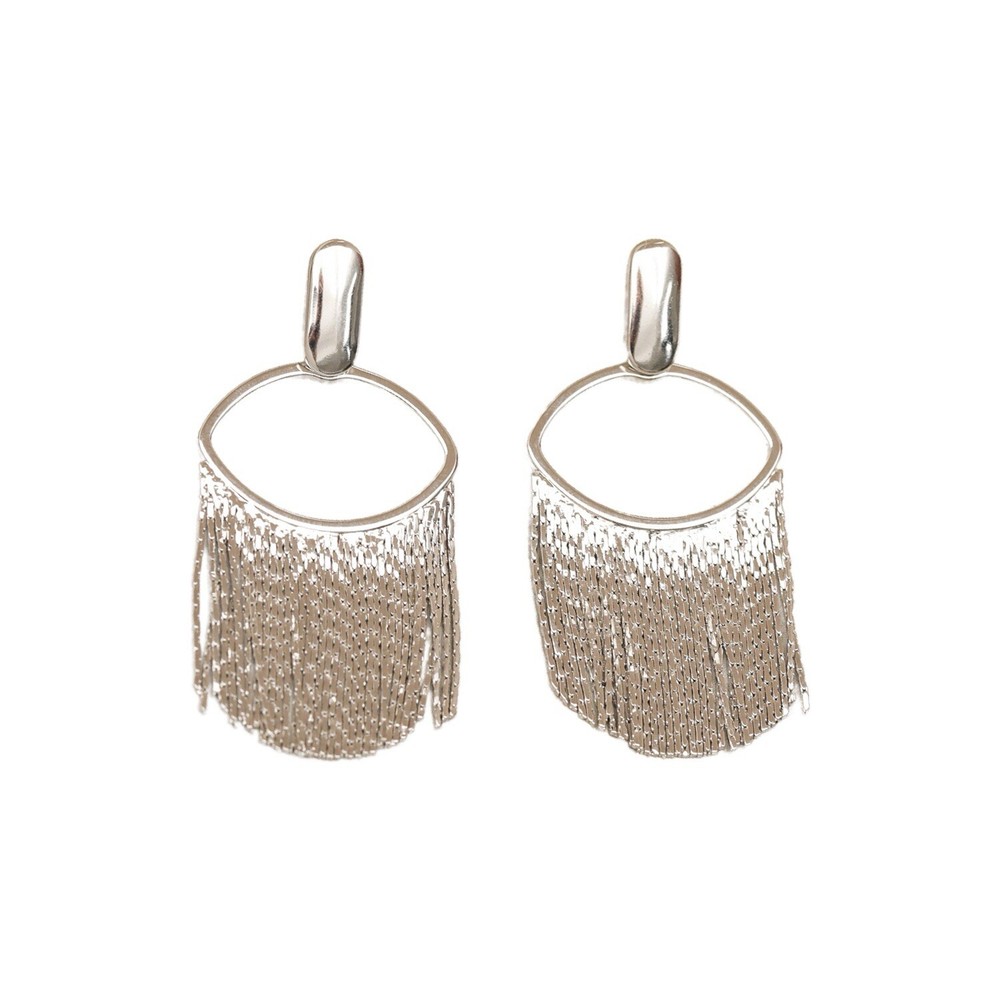 Elegant Copper and 925 Silver Tassel Stud Earrings for Stylish Wear