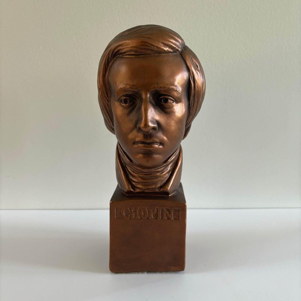 Vintage ABCO Chopin Head Bronze Bust Statue-image