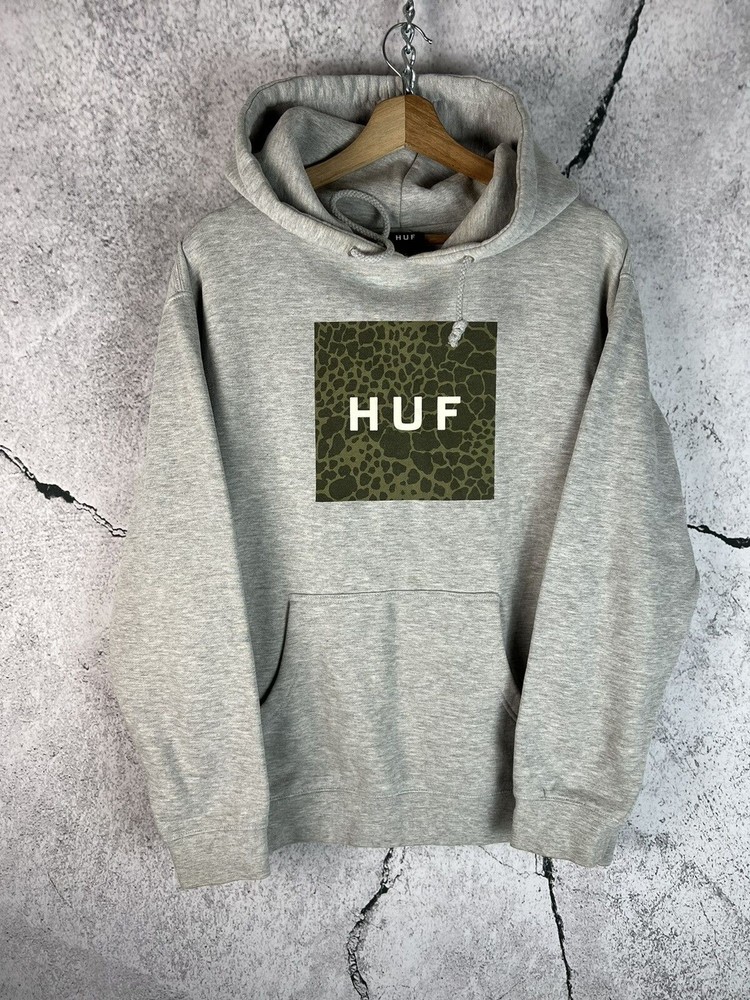 Vintage HUF Box Logo Custom Buggy Fit Hoodie Streetwear