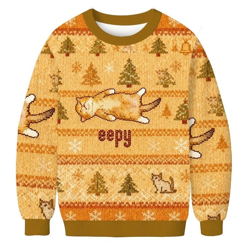 Silly Sleepy Cat Meme Funny Christmas Ugly Sweater, Christmas Ugly Sweater
