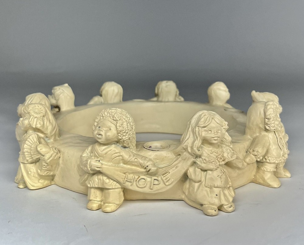 Vintage Abbey Press Wreath Candle Holder Children Of The World Decor Holiday-image