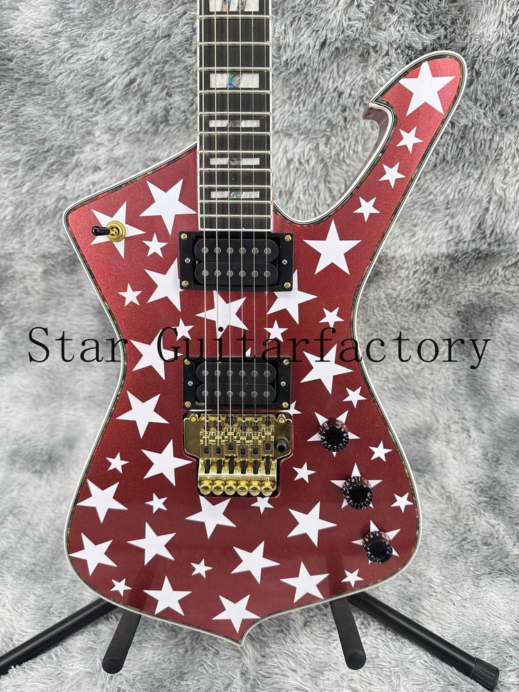 Iceman Red Electric Guitar Gold Part Solid Body Floyed Rose 6-strings Fast Ship