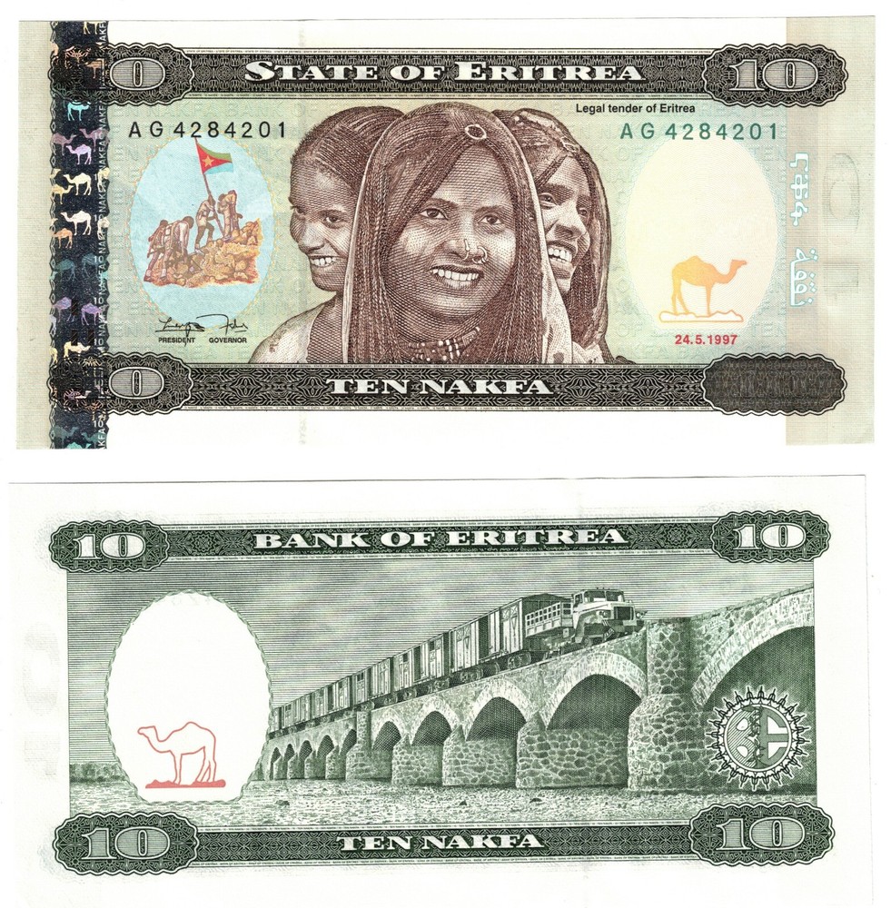1997 Eritrea 10 Nakfa P3 Banknote UNC