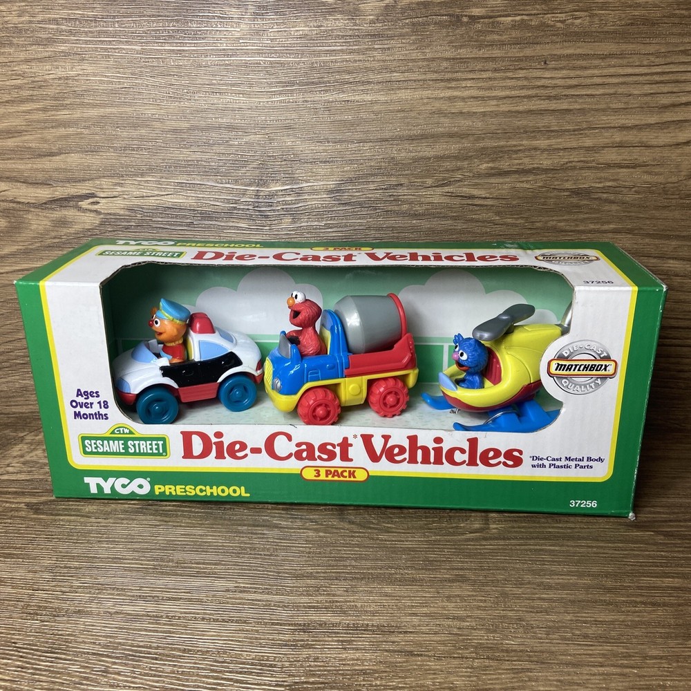 Sesame Street Tyco Preschool Matchbox 3-Pack Die Cast Vehicles 1997 New in Box