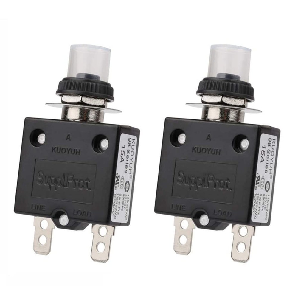15A Manual Reset Push Button Circuit Breaker 32V Overload Protector 98-15A