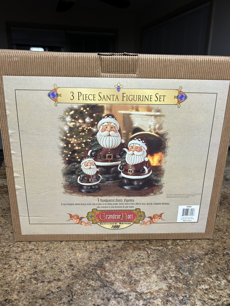 VTG 1999 COLLECTOR’S EDITION 3-piece Santa Figurine Set Grandeur Noel