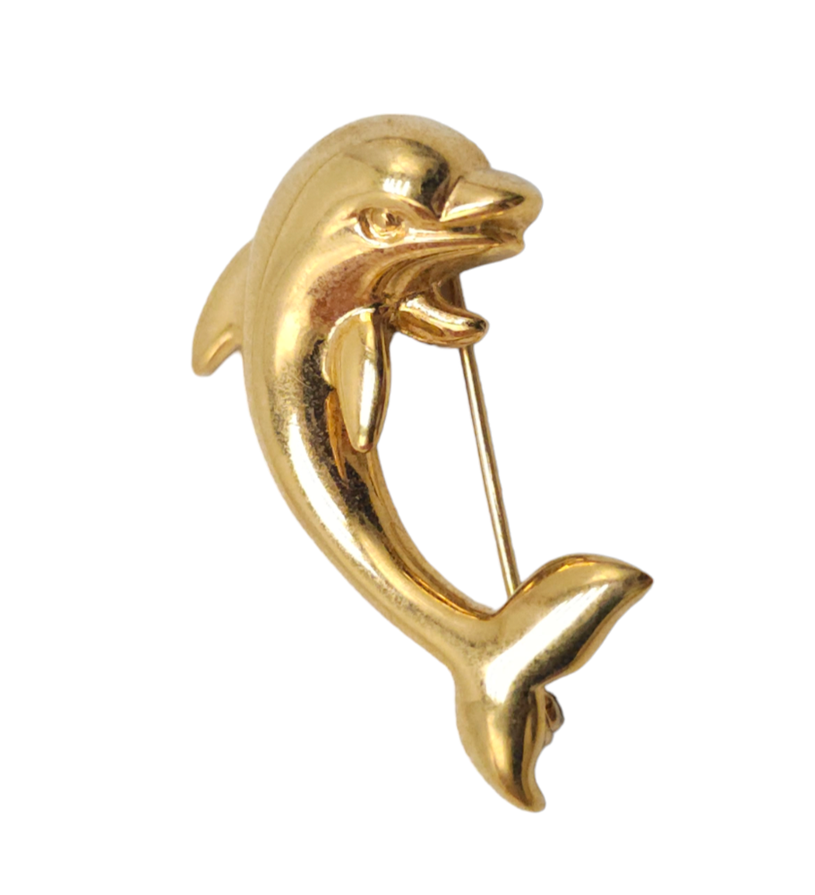 Vintage Gold-Tone Dolphin Jumping Brooch Pin by Napier