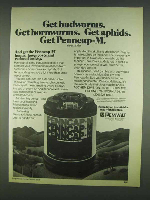 1978 Pennwalt Penncap-M Insecticide Ad - Get Budworms