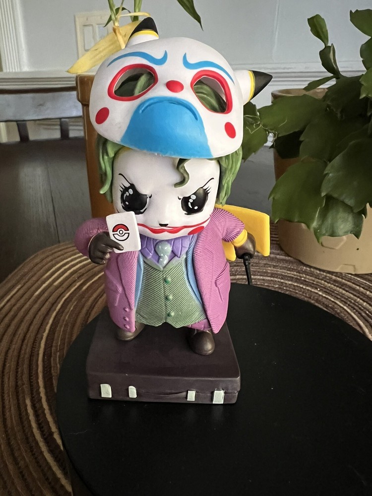 RARE pokemon Pikachu In The Joker Costume Removable Mask And Gun New No Box 5”