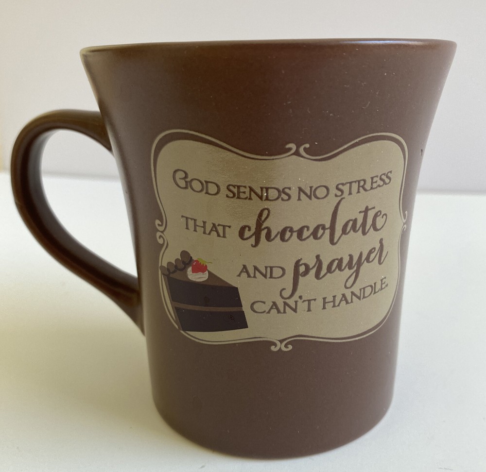 Abbey Press Chocolate Cake Mug with God Sends No Stress Inspirational Design-image