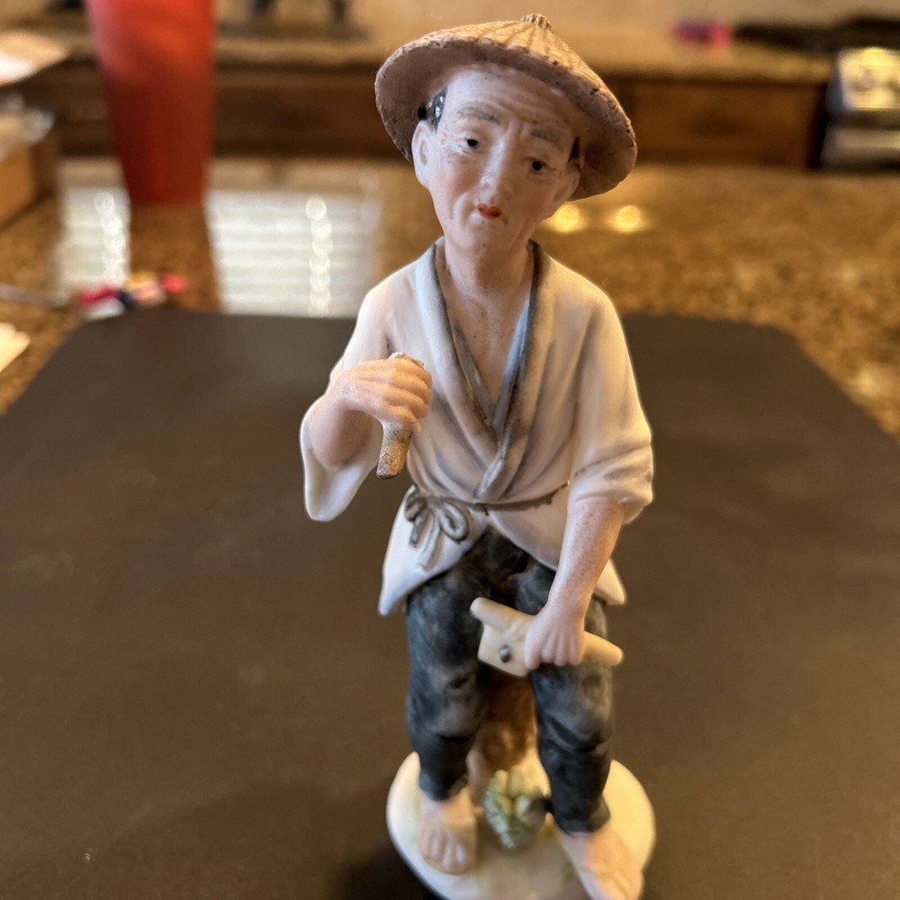 Vintage Nasco Japan Bisque Porcelain Del Coronado Asian Man At Rest