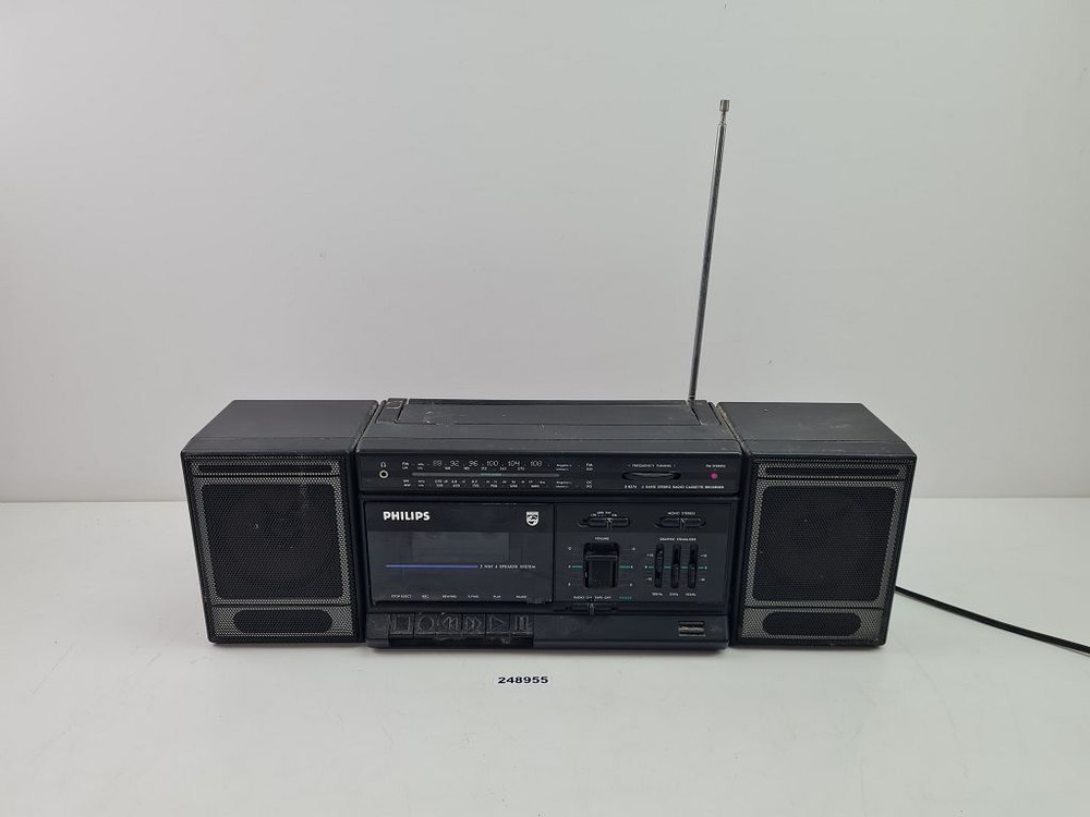 Radio Philips 2 Way 4 Speaker System Stereo Cassette Deck Power Cord #248955
