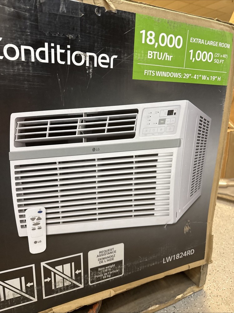 LG LW1824RD 18,000 BTU 230/208V Window Mounted Air Conditioner Cools 1,000 Sq.ft