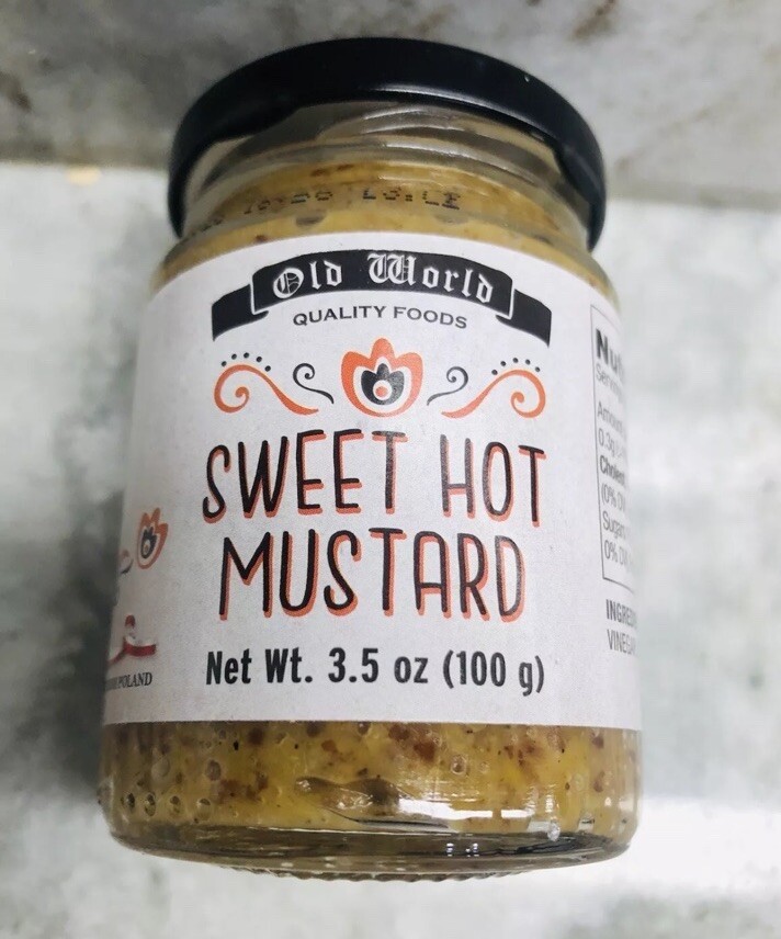 Old World Sweet/Hot Mustard.3.5 0z(100gm).. Made in Poland.