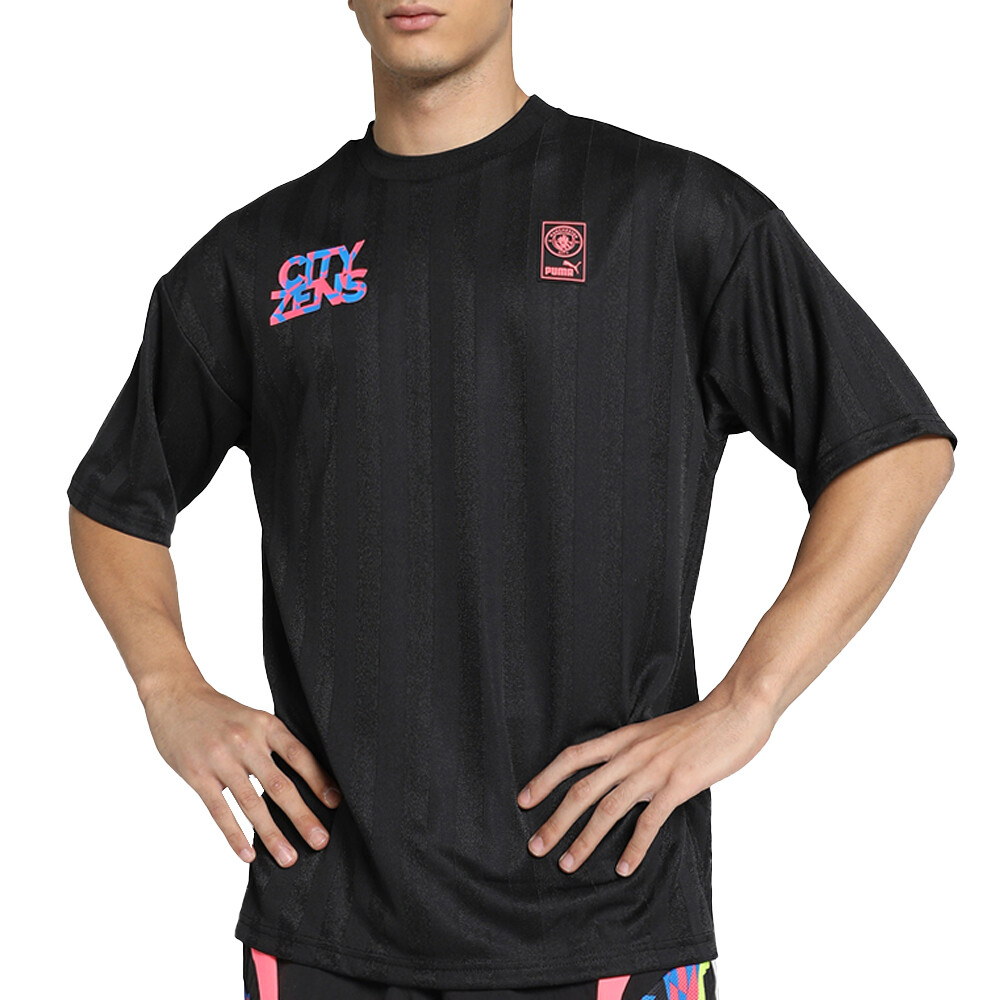 Puma MCFC Crew Neck Short Sleeve Football Jersey for Men in Black