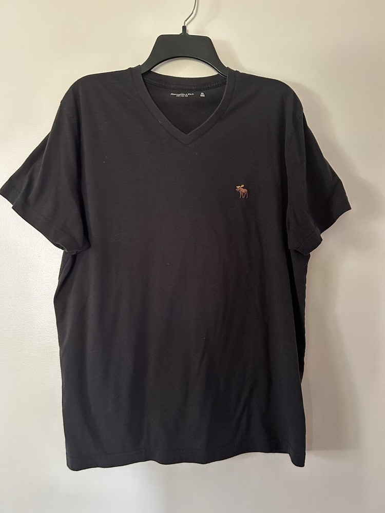 Abercrombie & Fitch Men’s T-Shirt Size XL Black Moose Logo Soft A&F Tee-image