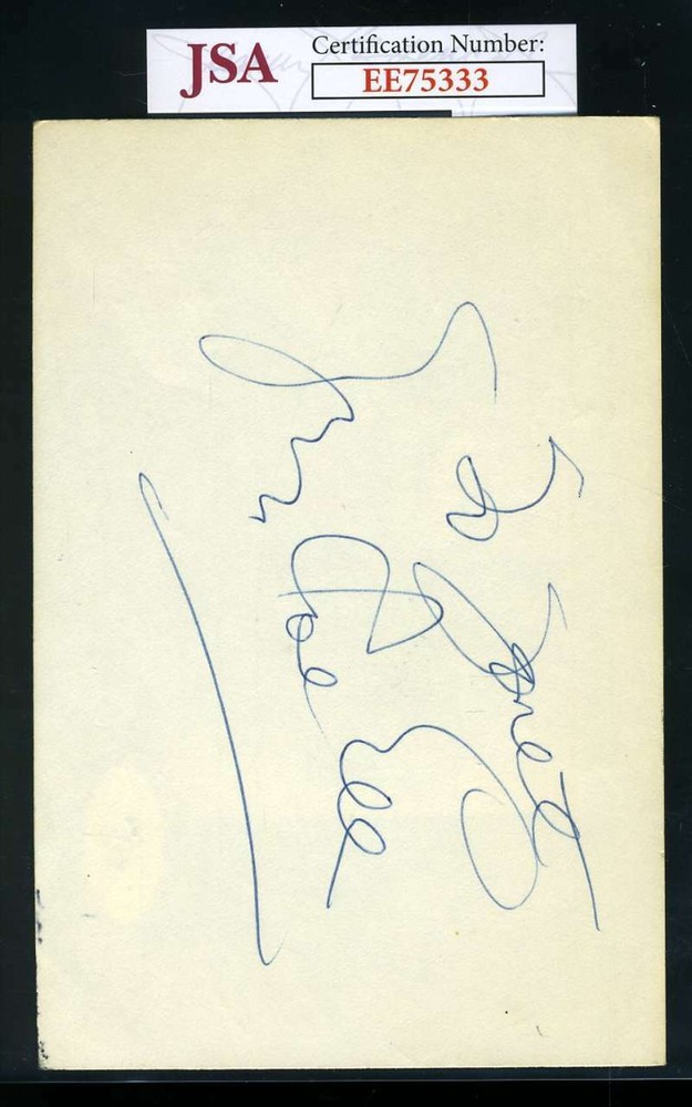 Gypsy Rose Lee JSA COA Authentic Hand Signed 4x6 Autograph Index Card