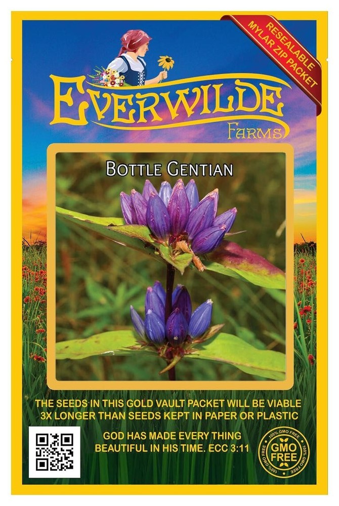 1000 Bottle Gentian Wildflower Seeds - Everwilde Farms Mylar Seed Packet