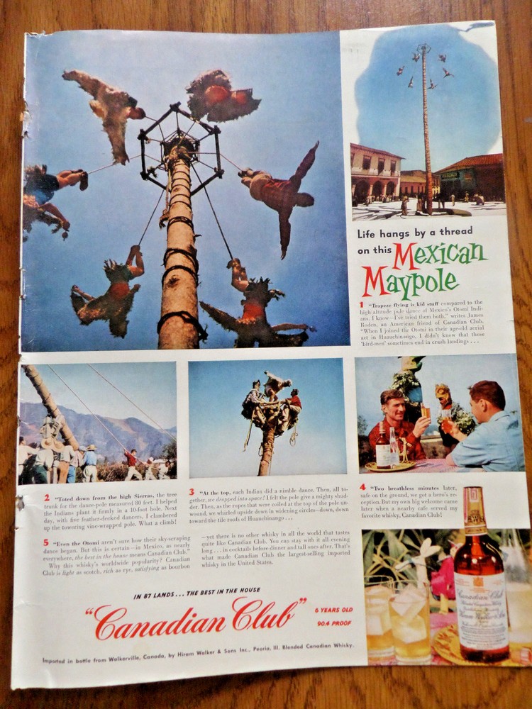 1951 Canadian Club Whiskey Ad Mexican Maypole Trapese 1951 Camel Ad Ezio Pinza-image