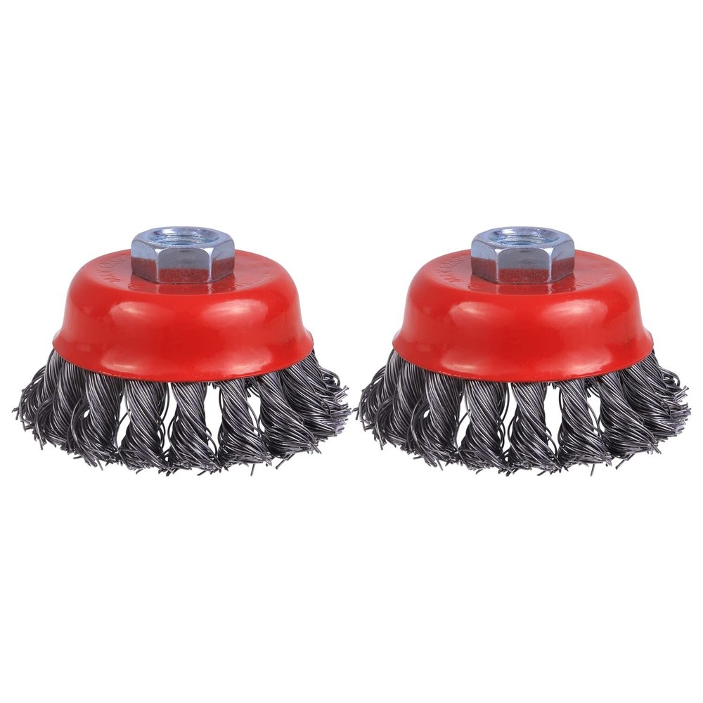 WENORA Wire Cup Brush for 4 1/2 Angle Grinder, 2 Pack 3 inch Wire Brush for G...