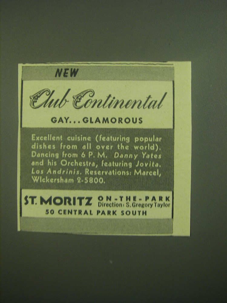 1945 St. Moritz Club Continental Ad - New Club Continental gay.. Glamorous-image