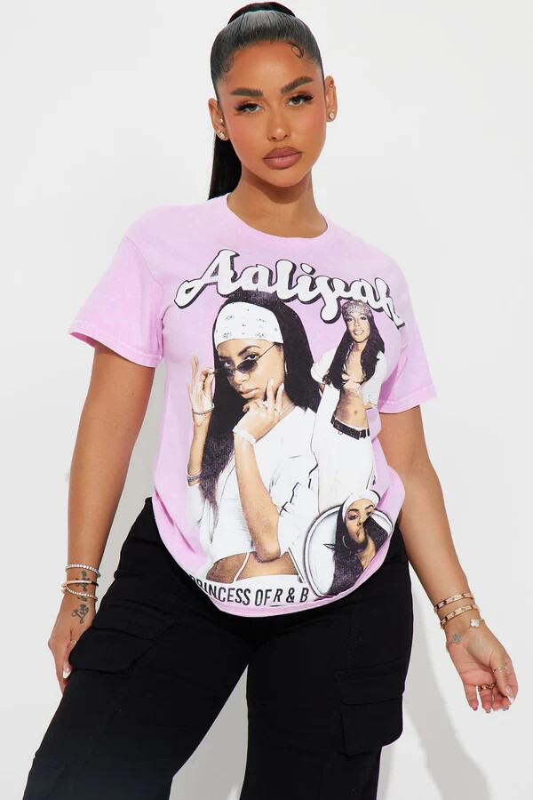 Aaliyah Womens Princess Of R&B Pink Wash Shirt New XL, 2X, 3X-image