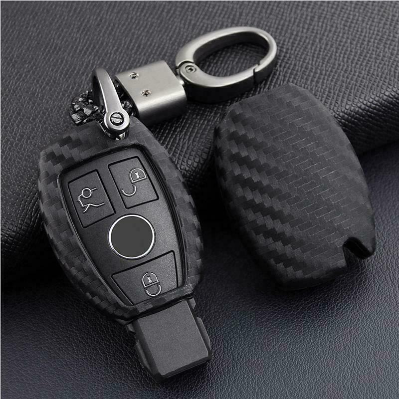 For Mercedes-Benz Carbon Fiber Smart Car Key Case Cover Fob Holder Accessories