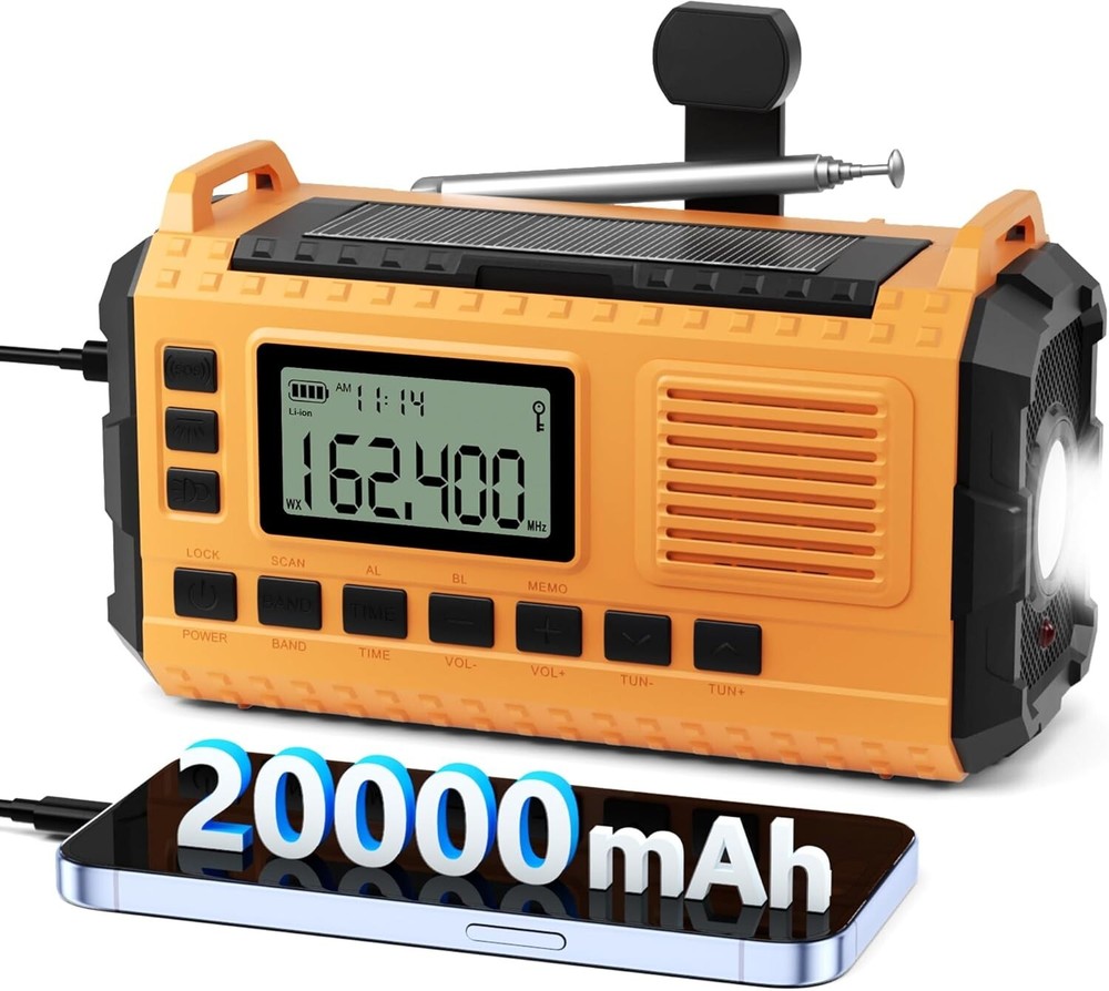 Emergency Weather Radio - AM/FM/NOAA Hand Crank Radio with 15W Fast Charge, 2000