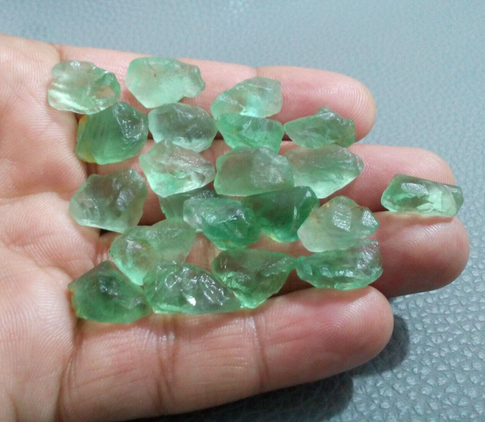 AA+ Ultimate Green Fluorite 12-15mm Rough Stones for Jewelry Making Healing Crystals-image