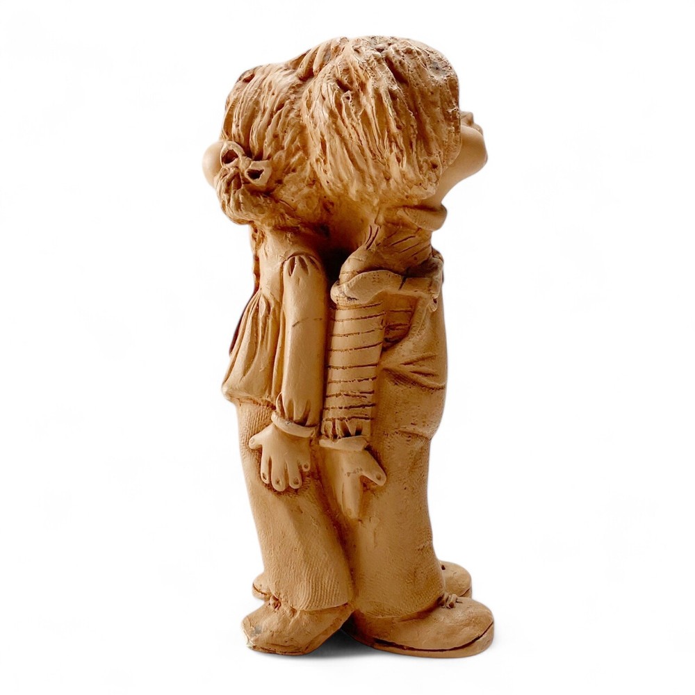 1979 Abbey Press St Meinrad Brown Resin Figurine Rare Boy & Girl 