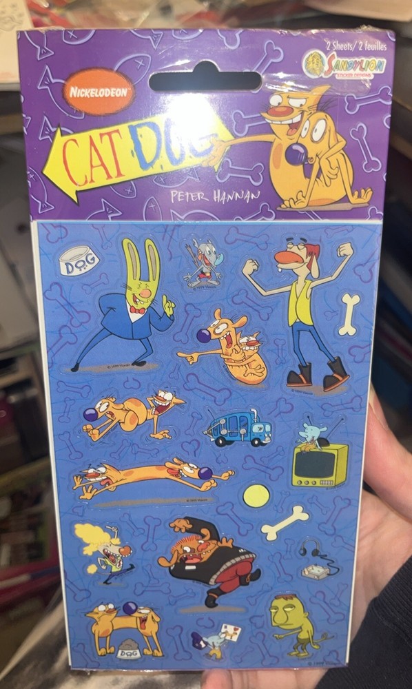 Vintage Sandylion Nickelodeon CatDog cartoon stickers New In Pack 2 Sheets