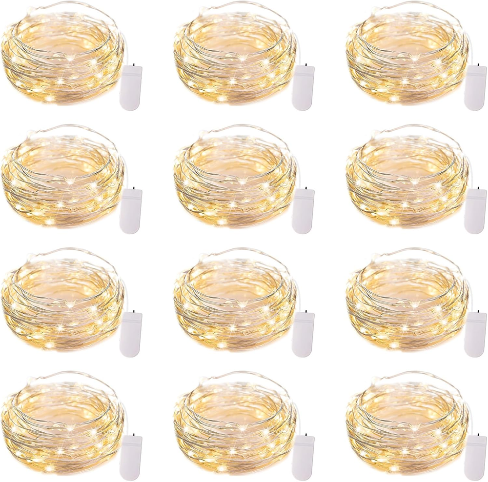 12 Pack LED Fairy Lights Battery Operated String Lights - 7ft 20LED Waterproof