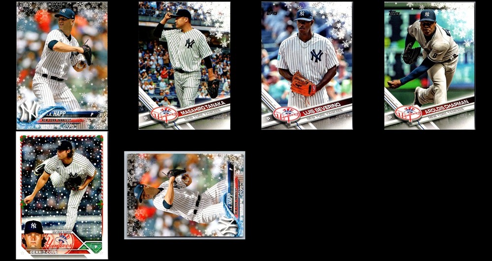 Limited Edition Topps Holiday Yankees 6-Card Lot - Rare Gem