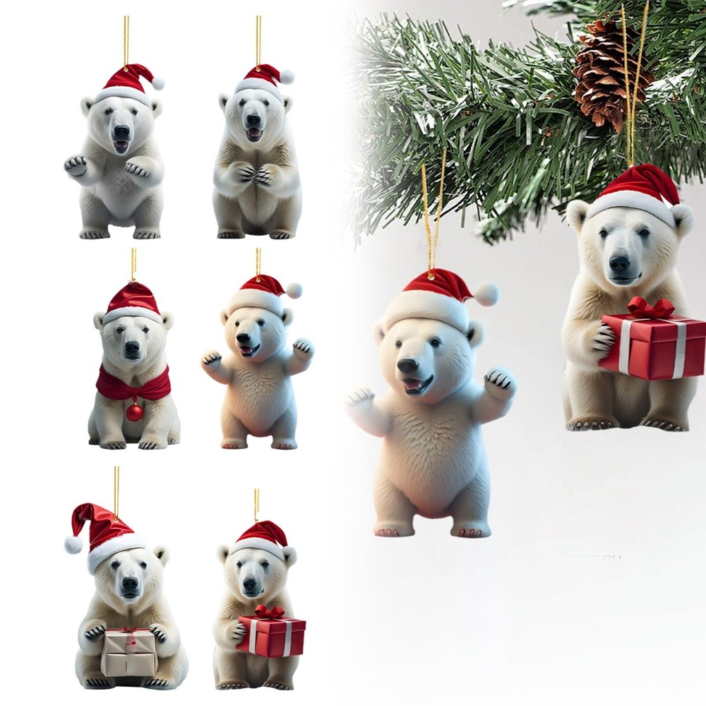 Christmas Polar Bear Pendant Decorations Tree Hanging Xmas Decorate Ornaments
