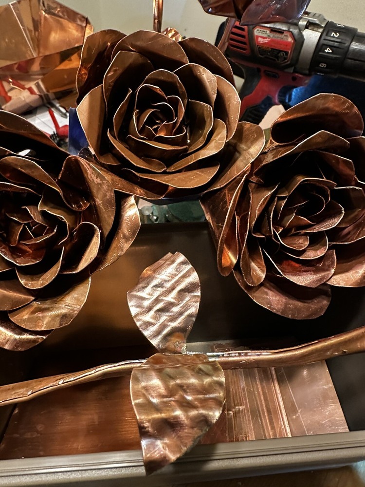 Handmade Copper Roses for 7th Anniversary, Mother’s Day, Garden Decor, Yard Art