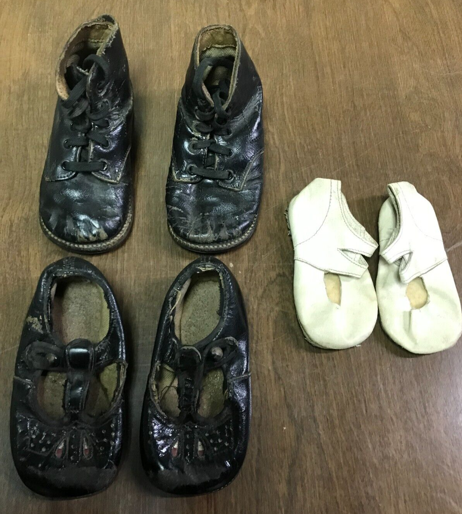 LOT (3) pair Antique Victorian Children's shoes (2) shoes, (1) Boot