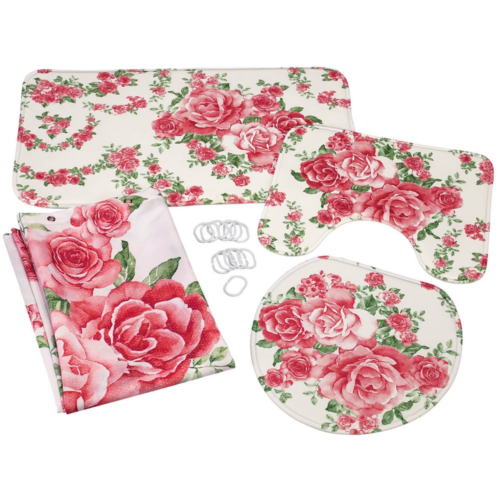 Rose Bouquet 4pc Bathroom Collection