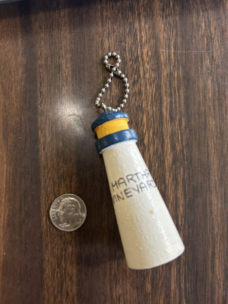 Vintage Kitschy MCM Keychain Martha’s Vineyard Wooden Lighthouse Cape Cod