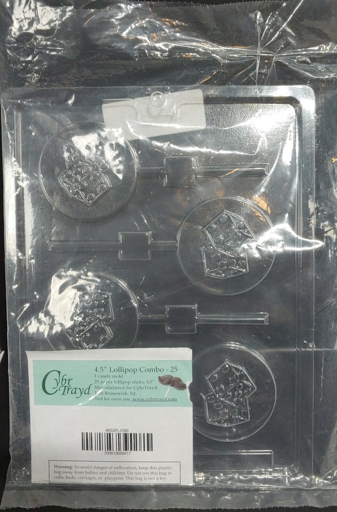 Round Sucker with Casino Dice plastic chocolate candy mold by CYBR TRAYD