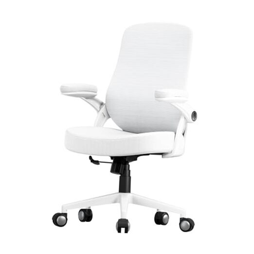 Ergonomic PU Leather Office Chair with Mesh Mid-Back Support