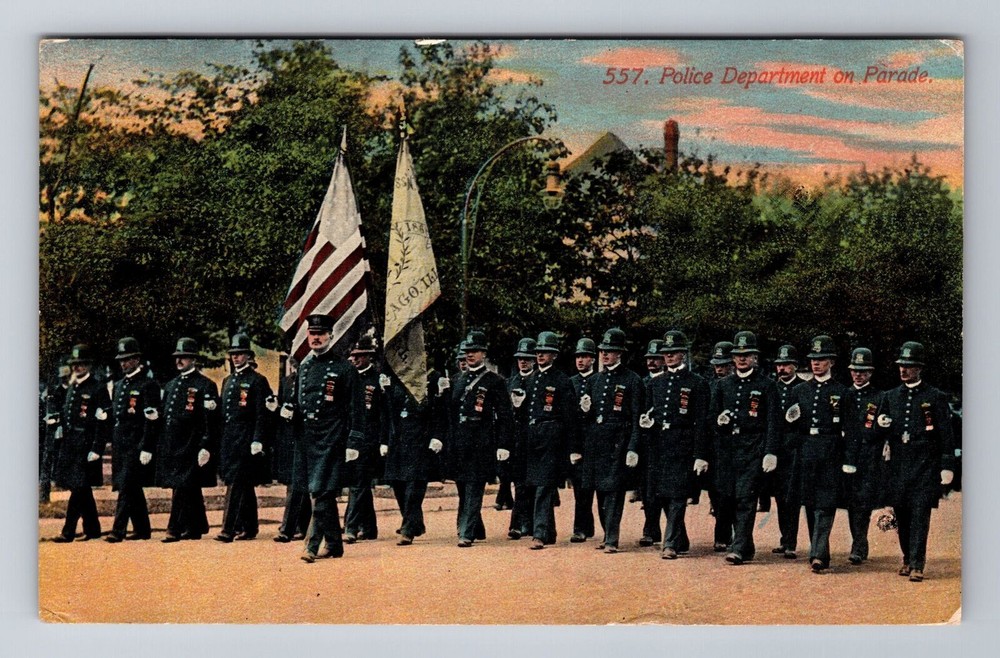 Chicago IL-Illinois, Police Department Parade, Antique, Vintage c1912 Postcard