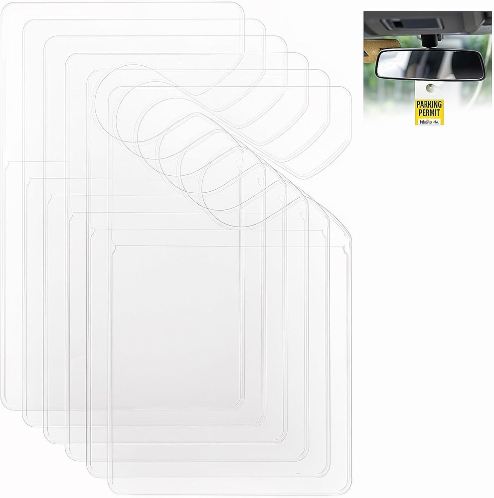 6 PCS Clear Parking Permit Hang Tag, 5.1×2.8 Inch Car Vertical Lot...