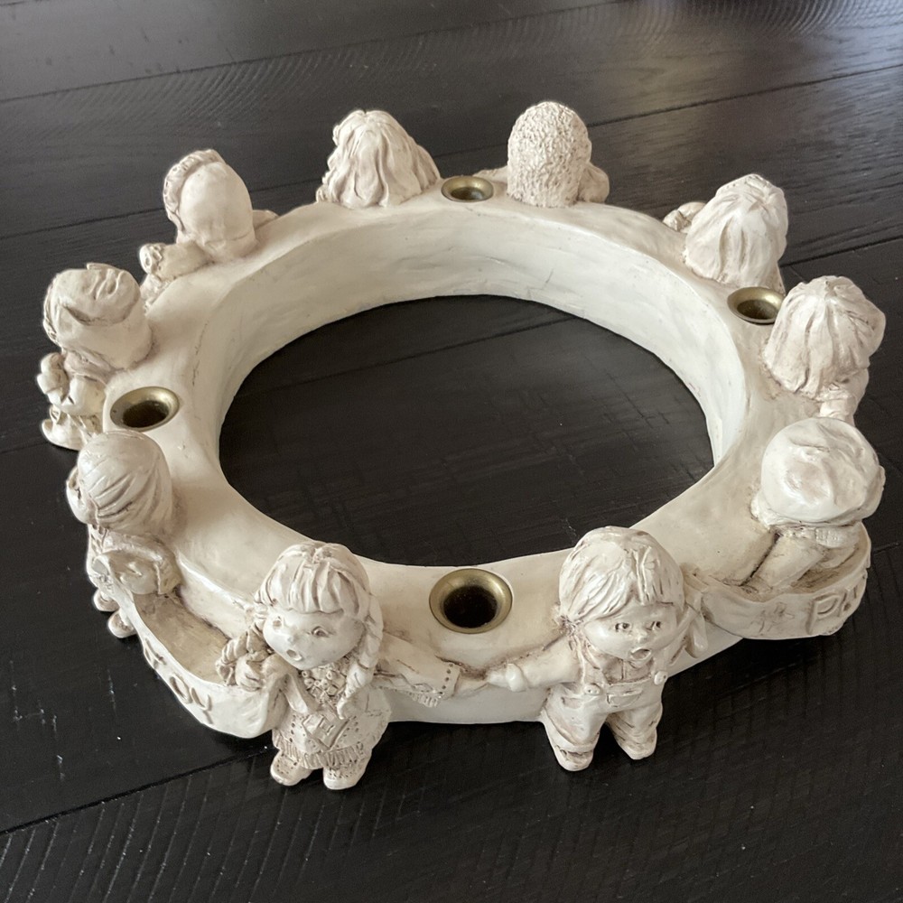 Vintage Abbey Press Advent Wreath Candle Holder Children All Over The World-image