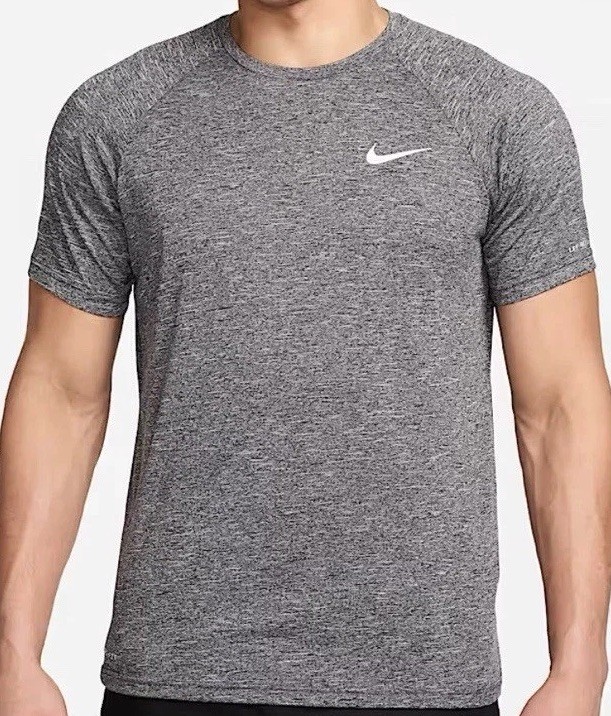 Nike Mens Grey Logo Tee Shirt Large Dri-Fit Workout Casual Gym Swoosh EUC